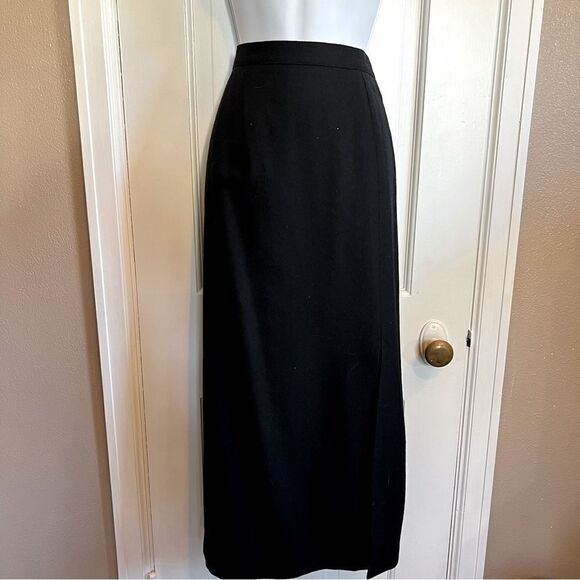 issac hazan Dresses & Skirts - Womens Classic Vtg Isaac Hazan Black Pencil/Straight Skirt 100% Wool Slit Sz 12